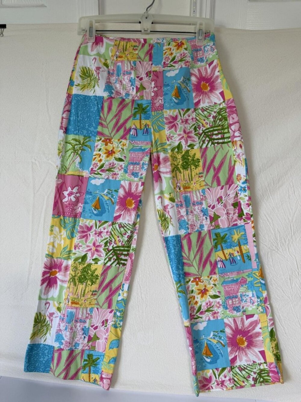 Eric Spencer Capri Pants Womens 6 Multicolor Floral Print Stretch Twill Pull On
